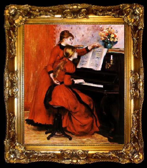 framed  Pierre Renoir Two Young Girls at the Piano, ta009-2